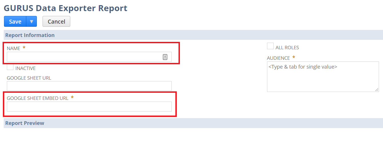 GURUS NetSuite Data Exporter URL sync page